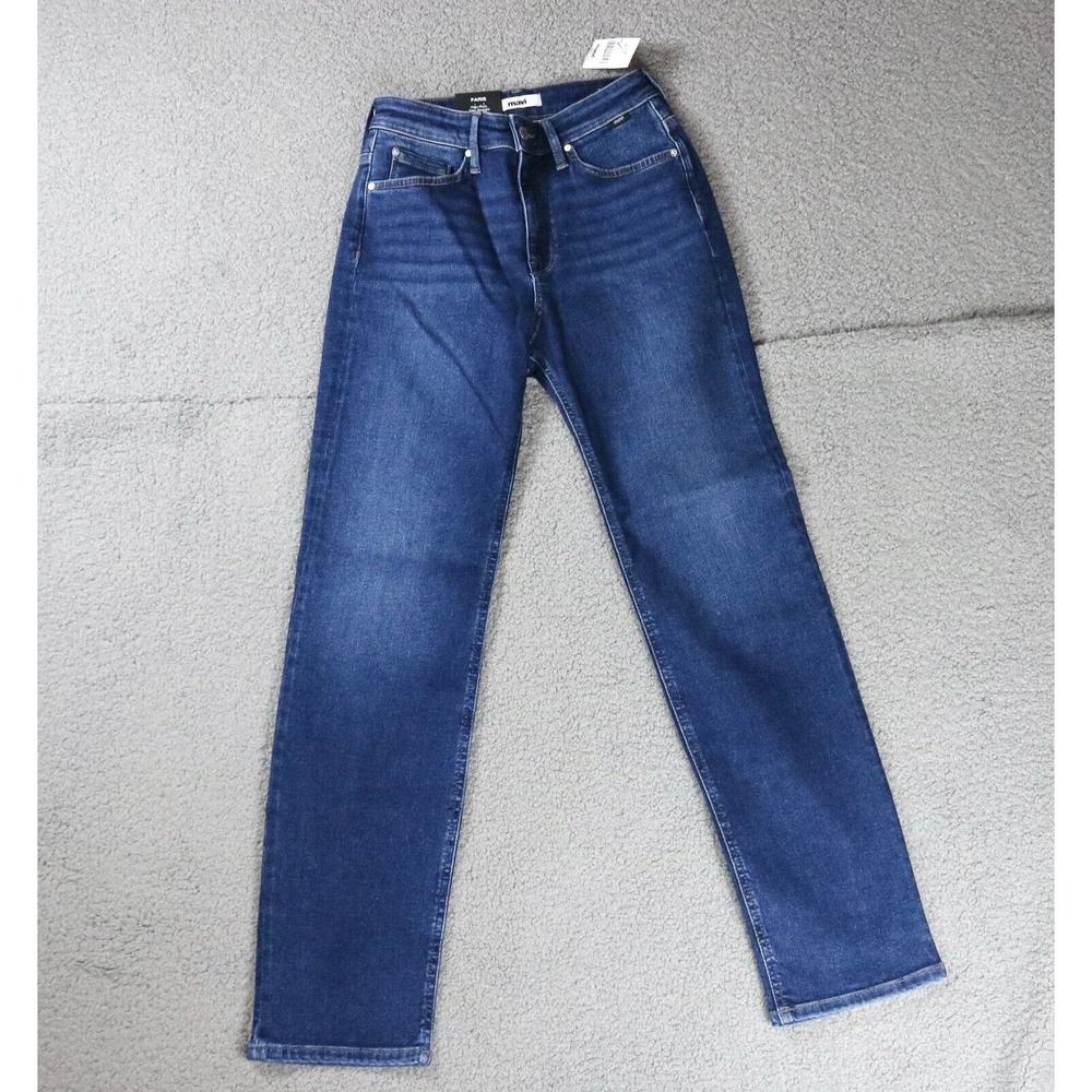 New Mavi Jeans Womens 27 Paris Denim High Rise Slim Straight Flex Blue All Blue